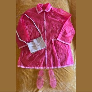 Cute pink raincoat, shoe, purse bundle